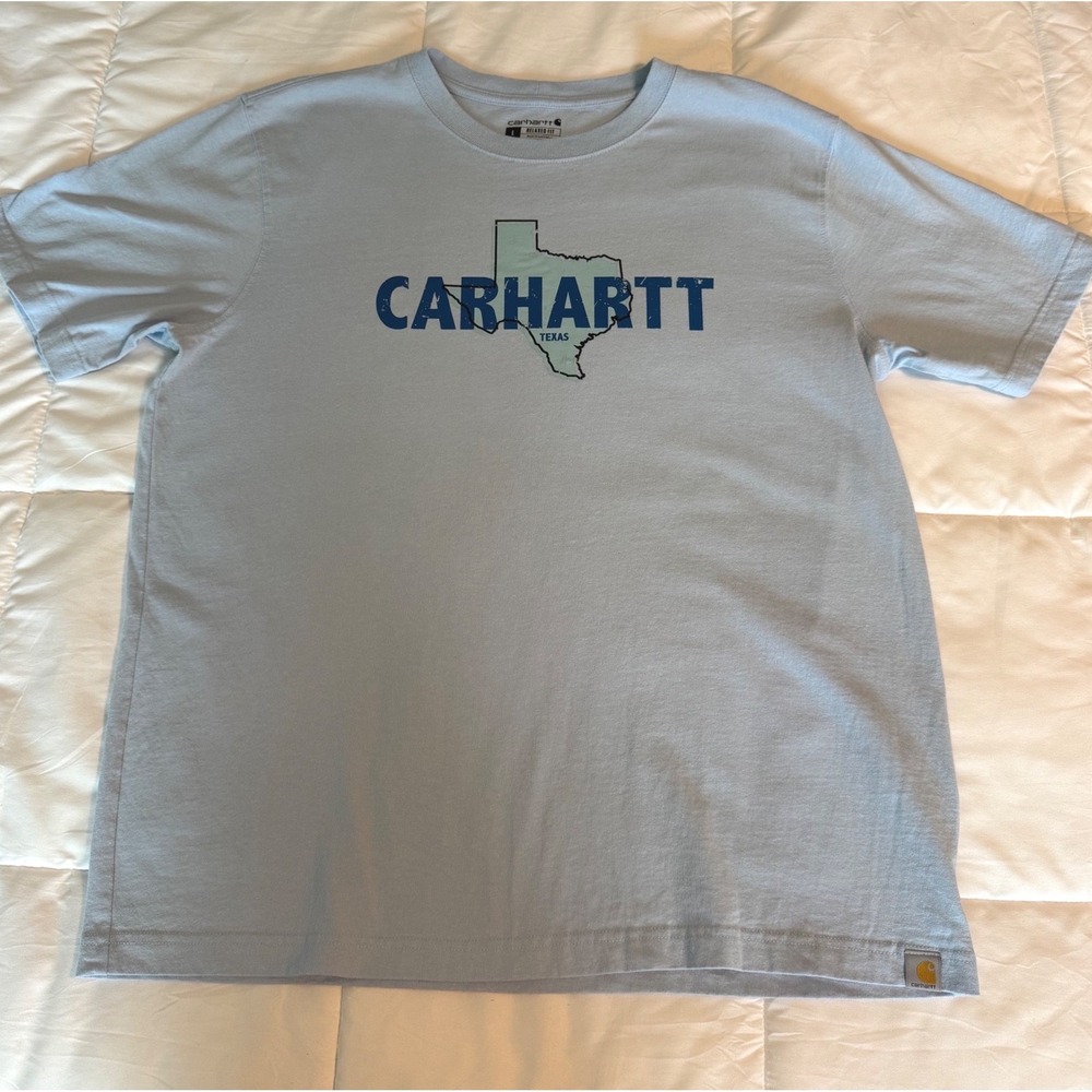 Carhartt T-Shirt Mens Large Blue Texas Graphic Relaxed Fit Cotton